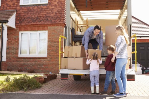 Removal van loading student furniture during a Wimbledon move