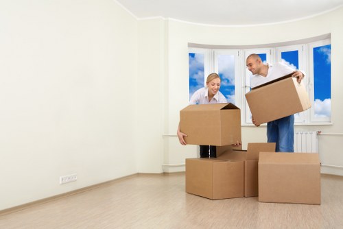 Local removals crew managing access in a Wimbledon residential block