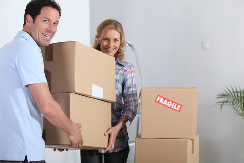 Organized labelled packing boxes in a Wimbledon property