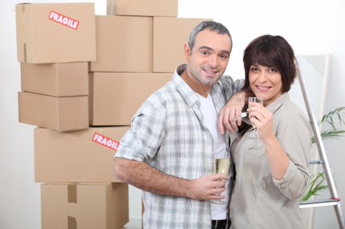 Packed moving boxes ready for a Wimbledon removal van